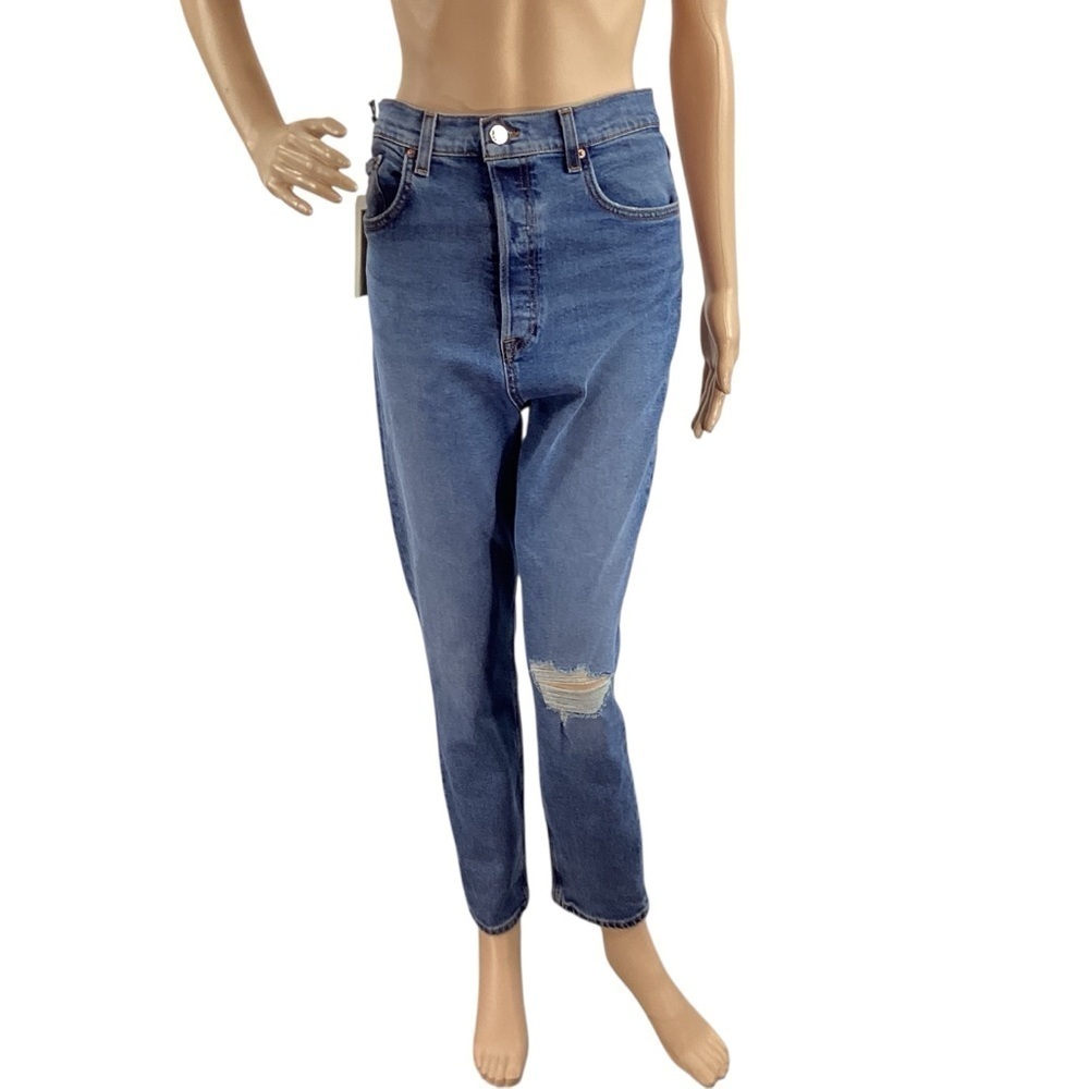 GRLFRND The Piper Jeans Super High Rise Crop Skinny Distressed Stretch Denim 28